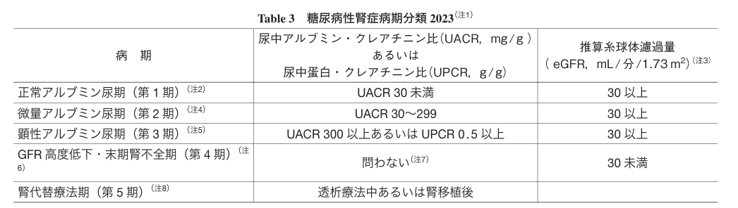 糖尿病性腎症病期分類2023